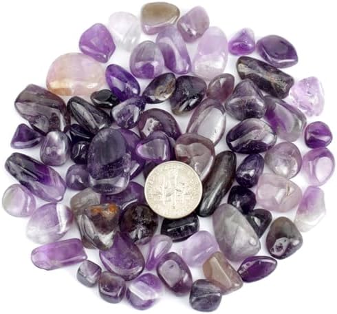 ZenQ 1 lb Amethyst Tumbled Stone Chips Crushed Natural Crystal Quartz Pieces