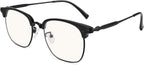 Junsika Blue Light Blocking Glasses for Men Retro Semi Rimless Anti Fatigue Computer Gaming Glasses