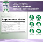 Vital Planet - Vital Gut Renew Powder Supplement for Leaky Gut Repair with L-Glutamine, Marshmallow and Ginger Root, DGL Licorice Root and Organic Aloe Vera, L Glutamine 6000mg 13.76 oz