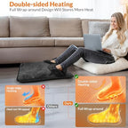 Double Sided Electric Foot Warmer with 9 Heat Settings & 3 Timer(1-4-8H); Foot Warmers for feet with Fast Heating & Auto Shut Off; Ultra-Soft Machine Washable Plush; Portable for Office, Home (Grey)