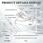 Electric Arm Rehabilitation Device, Elbow Brace Exerciser with Remote, Adjustable -5 to 145 Degrees for Mobility Training, Suitable for Post-Surgery and Limited Mobility Recovery