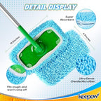 KEEPOW Reusable Dry Sweeping Cloths Microfiber Wet Pads Compatible with Swiffer Sweeper Mop and Sweep & Mop Deluxe, Replacement Mopping Pad Refills for Hardwood Floor Cleaning (2 Pack)