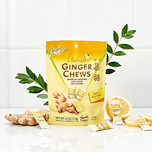 Prince Of Peace Ginger Chews With Lemon, 4 oz. – Candied Ginger – Lemon Candy – Lemon Ginger Chews – Natural Candy – Ginger Candy for Nausea