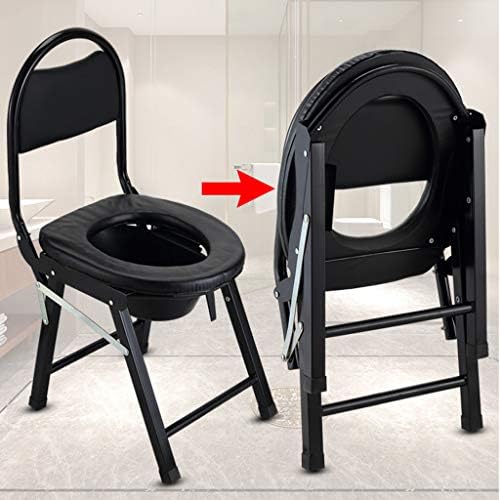 Folding Bath Toilet Chair Bedside Commode Seat Lightweight Shower Bench for Adults, Handicap, Elderly with Non-Slip Leg Pad Comfortable Backrest