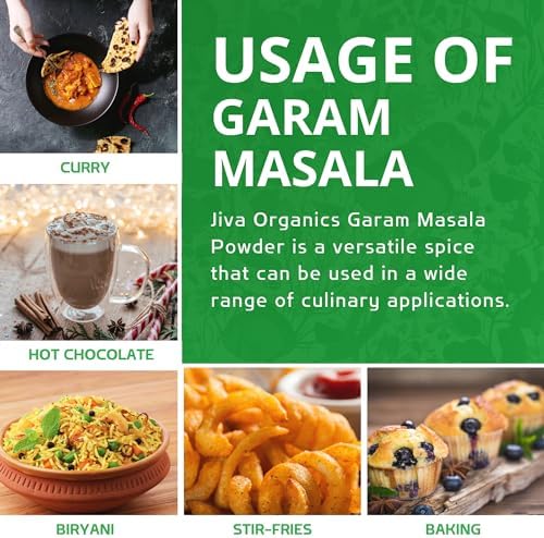 Jiva Organics Organic Garam Masala Powder 1 Pound Bulk Jar - NON-GMO, Salt Free, Premium Indian Spice Blend
