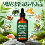 Thyroid Support Complex Liquid Drops for Women & Men - High Potency Iodine, Zinc, Selenium & Ashwagandha for Cortisol & Stress Relief - Natural Metabolism & Energy Booster - 4 oz (120ml)