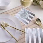 Striped White & Silver Disposable Paper Napkins - 5" x 5" (Pack of 36) - Perfect for Weddings, Parties & Special Occasions