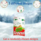Renova Christmas Kitchen Paper Towel 1 Jumbo Roll 2-ply 120 Sheets - Printed Paper Rolls for Christmas Decoration Table - Use as Christmas Napkins
