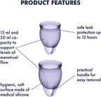 Satisfyer Feel Confident Menstrual Cup - Reusable Period Cup with Removal Ring - Soft, Flexible Body-Safe Silicone, Easy Insertion & Removal - Includes 2 Cup Sizes for All Flows (Purple)