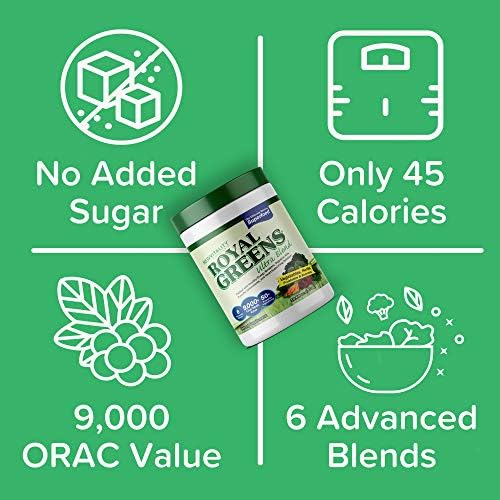 New Vitality Royal Greens Superfood Powder | Healthy Veggie Powder with Probiotics, Enzymes, Antioxidants, Wheat Grass & Greens 10.75oz (30 Day Supply)