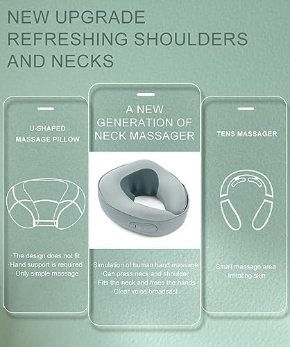 Portable Electric Neck Massager Pillow Shiatsu Shoulder Massager, Neck Tension for Pain Relief with Soothing Heat for Traveling, Home, Airplane, Office (Color : C)