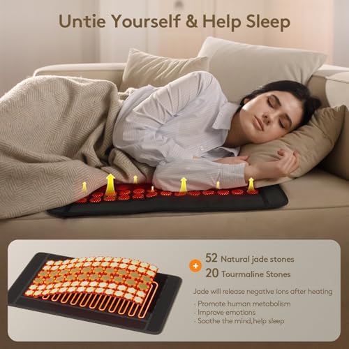 UTK Heating Pad for Back, 5X Deeper Back Pain Relief, Far Infrared Heating Pad with Natural Jade, FSA-HSA Eligible, Hotter to 159℉, 4H Auto Off, Travel Bag, Memory Function, 23.5"×16", Gifts for Women