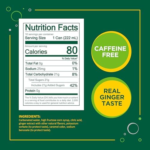 Seagrams Ginger Ale Soda Soft Drinks, 7.5 fl oz, 10 Pack