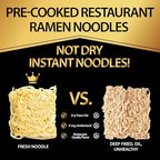 O'scallion Pack of 6 Ramen Noodles - Authentic Japanese Taste - Fresh Pre-Cooked Noodles, Rich Soup Base & Veggie Pack - Enjoy Restaurant-Style Ramen at Home in Seconds (6 Servings, Creamy Garlic Spare Ribs Variety)
