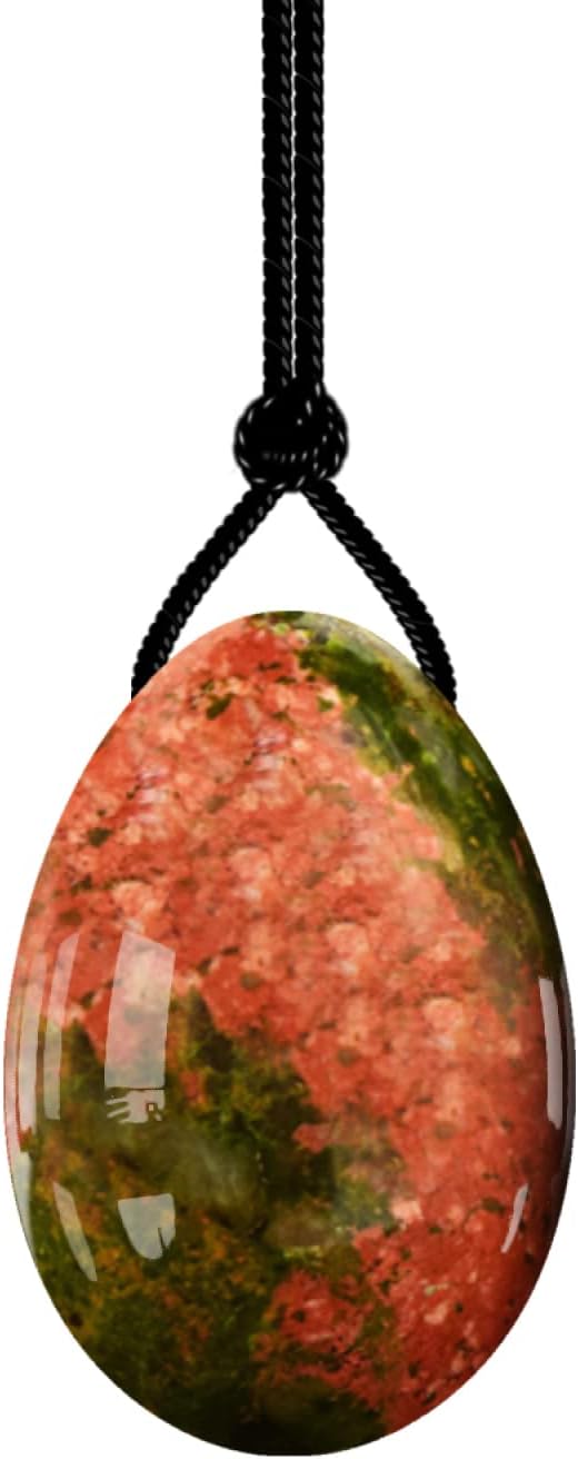MYMEO Drilled Yoni Egg 30X20mm Natural Stone Jade Eggs Crystal Massage Ball Kegel Exercise Tools,Unakite Eggs