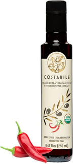 Hot Chili Oil. Extra Virgin Olive Oil from Italy Infused with Spicy Red Peppers. Organic Spicy Chili Dressing Perfect for Pizza, Pasta, Meat, Bruschettas - COSTABILE 8.45 Fl.