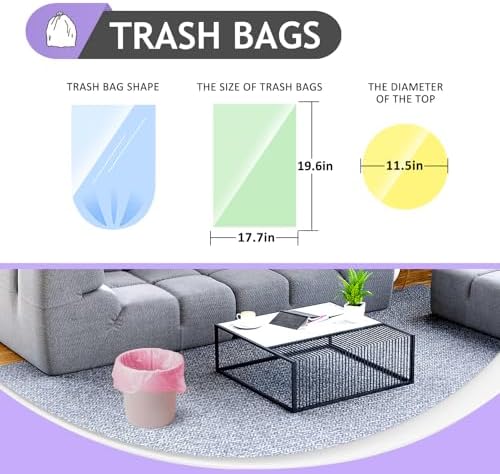 Teivio Small Trash Bags 4 Gallon 160 Counts Clear Colorful Garbage Bags, Bathroom Trash Can Bin Liners, Plastic Bags for home office kitchen, fit 12-15 Liter, 3,3.5,4.5 Gal, Colorful