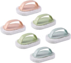 Kitchen Scrub Sponges and Handle Cleaning Brushes 6pcs Set, Dual-Color Non-Scratch Household Pot Scrubbers for Bathroom Tiles, Kitchen, and Bathtub Cleaning