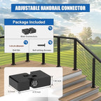 Flat Handrail Vertical Pivot Connectors, 1 Pack 180° Adjustable Hand Rail Fitting with Screws, POM Black Invisible Handrail Accessories for Stair Railing System, MY02-S