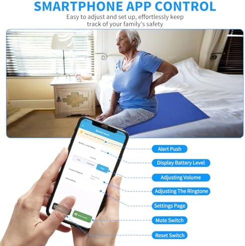Briidea Wi-Fi Bed Alarm & Fall Prevention System for Elderly, Wireless 20''×28'' Bed Pad with Instant App Alerts, 300ft Coverage, Ideal for Home Care