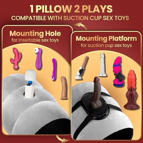 Hands-Free Inflatable Sex Pillow with Suction Cup Dildo Mount - Sex Toy Holder for Dildos, Saddle Stool & Chair Accessories - Adult Toys for Women, Men, Couples (Without Sex Toys)