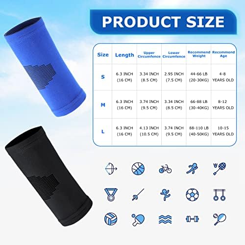 Kasyat Kids Elbow Brace Knit Compression Elbow Sleeve Compression Brace Gym Arm Sleeve Gym Joint Support for Boys and Girls Teen Weight Lifting Sports(2 Pieces,Small)