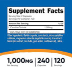 Nutricost L-Carnitine Tartrate 1,000mg, 240 Capsules - 500mg Per Capsule, 120 Servings