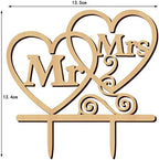 Mr and Mrs Cake Toppers Heart Rustic Wood Wedding Aniversary Party Engagement Decoration