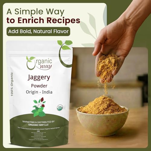 Organic Way Jaggery Powder | European Wild-Harvest | Organic & Kosher Certified | Vegan, Non GMO & Gluten Free | USDA Certified | Origin - India (1lbs 16 Oz)