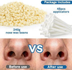 Nose Wax Kit Hair Removal Set - RAINFLOW Ear & Nose Hair Wax Kit for Men and Women,240g Wax Beads with Applicator Sticks, Home Grooming for Dating, Interviews, Travel, Salon-Like Results up to 4 Weeks