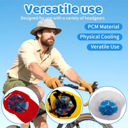 Head Ice Pack, Reusable Gel Cooling Pads for Hard Hats, Helmet Ice Packs for Heat Relief, Hat Cooling Pad Liner for Head, Regular Hat, Catcher & Cycling Helmet, Outdoor Work & Gardening
