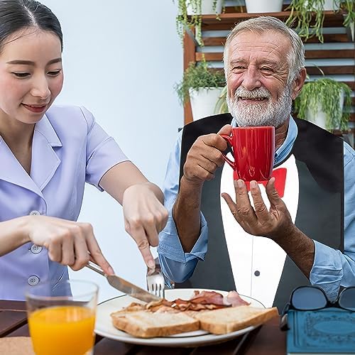 Adult Bibs - Washable, Reusable Clothing Protectors with Crumb Catcher for Men & Elderly