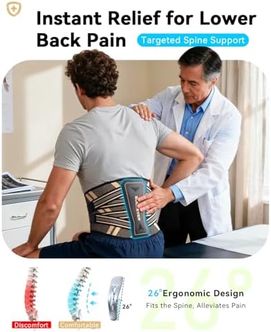 Ultra Breathable Back Brace for Lower Back Pain Relief,[Medical Grade & Copper Infused] Lumbar Support Belt with Bionic Support System, Adjustable Back Support Brace for Sciatica,Herniated Disc,Men&Women(XL)