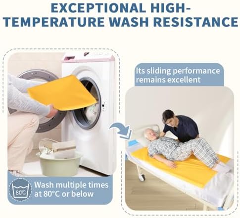 EZ Assistive Patient Transfer Slide Sheet Transfer Draw Sheet for Patient in-Bed Transfer and Repositioning Easy Apply and Use (Yellow-Flat 56 * 78 Inches)