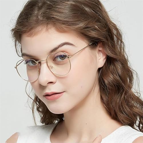 Blue Light Blocking Glasses Gaming Computer Phone Screen Eyeglasses Women Men Lightweight Slim Round Retro Metal Frame