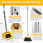 Commercial Broom and Dustpan Set, Jumbo Lobby Debris Dustpan (14inch*14inch), Heavy Duty Broom (14inch Width),for Indoor and Outdoor Cleaning,2 Sets, Yellow