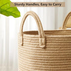 15Dx20H Inches Jute Woven Laundry Hamper Basket Wicker Rope Clothes Hamper Tall Rattan Blanket Basket in Living Room Bedroom 62L Large Capacity
