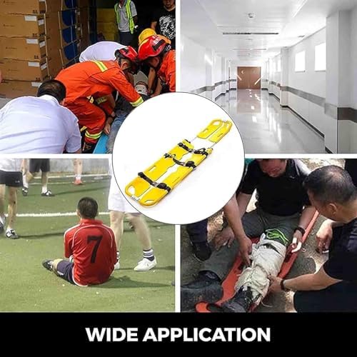 Foldable Aluminum Scoop, Portable Stretcher, EMT Medical Stretcher Patient Mover Rescue - 390Lb Load Capacity,with 3 Safety Straps