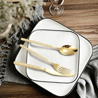 Greensen Stainless Steel Cutlery Set, for 6, 18 Piece Flatware Set Includes Dinner Knife Fork Spoon Dessert Spoon, Dishwasher Safe with Polished Finish, for Home Restaurant Wedding Party (Stone