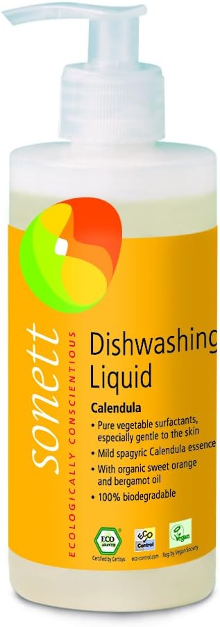 Sonett Organic Dishwashing Liquid (1 Count Calendula, 10 Fl.Oz) Certified Organically Grown