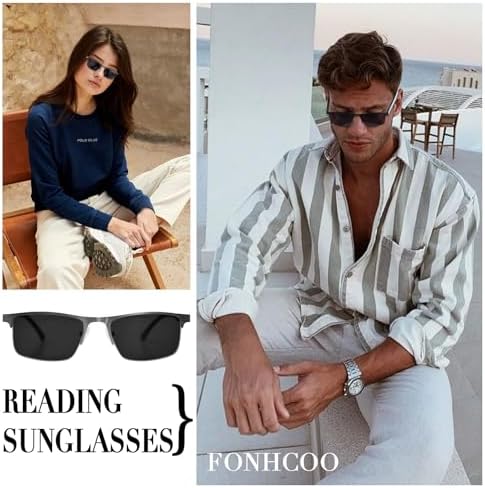 FONHCOO Reading Glasses for Women Men, Blue Light Blocking Reading Glasses Metal Half Frame Computer Readers
