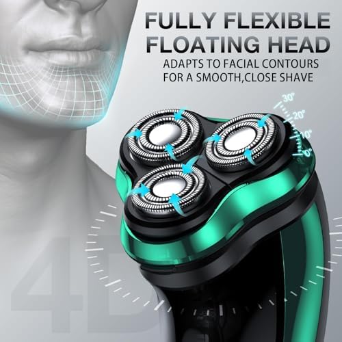 Electric Razor for Men, Cordless Rechargeable Rotary Shaver with Pop-Up Trimmer, IPX6 Waterproof Wet & Dry Electric Razor, Includes Charging Stand – Mens Electric Shaver for Face and Travel