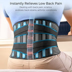 FREETOO Back Braces for Lower Back Pain Relief with 6 Stays, Breathable Back Support Belt for Men/Women for work , Anti-skid lumbar support belt with 16-hole Mesh for sciatica(S)