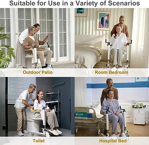 Patient Lift Transfer Chair for Home, Transfer Lift Chair for Seniors, Easy to Use, Shower Chair, Bedside Commode, Weight 290 lbs, Ships from USA