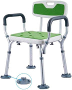 Bathroom Stool,Bath Bathroom Stool,Shower Chair,with Arms and Back,Adjustable in 6 Height,with Anti-Slip Rubber Tips