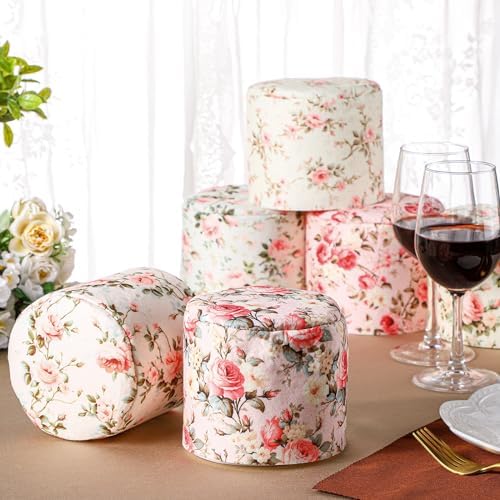 Hoolerry 6 Pcs Decorative Toilet Paper Roll Cover Fit regular Roll Within 4.3 x 5.1'' Reusable Felt Fabric Toilet Tissue Holder Tissue Paper Cover Wrap for women Bathroom Decor Hotel Gift(Rose)