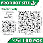 Tinlade 100 Sheets Soccer Football Napkins Bar Football Club Decorations Neon Disposable Paper Napkin Soccer Glow Birthday Party Supplies(Soccer)