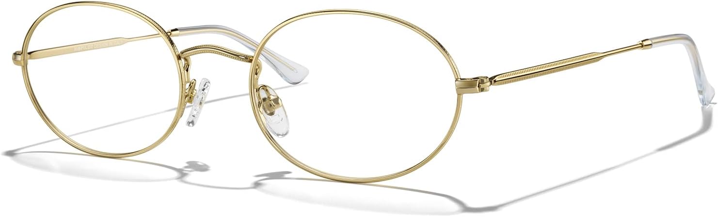 Oval Reading Glasses for Women Men Blue Light Blocking Computer Thin Metal Full Rim Frame Readers