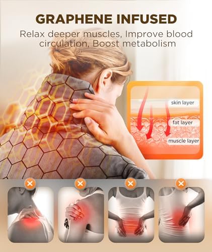 Graphene-Infused Heating Pad 3X Deeper Pain Relief, Weighted Instant Heating Pads for Neck and Shoulders, Heated Wrap w/ 6 Heat Options 4 Auto-Off Timer, Gifts for Mom Women Christmas Birthday