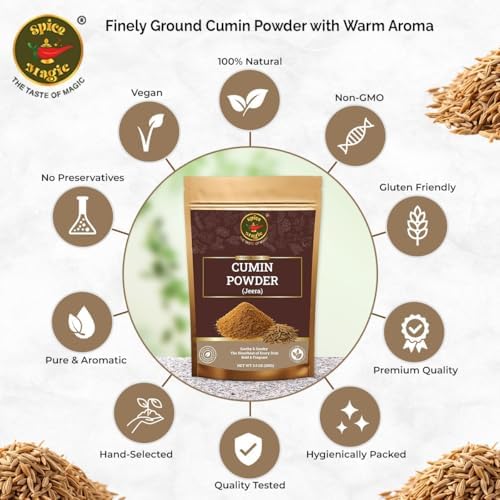Spice Magic Cumin Powder (Ground Jeera) – 3.5 oz (100 g) | Aromatic Indian Cumin | Gluten-Free & Non-GMO